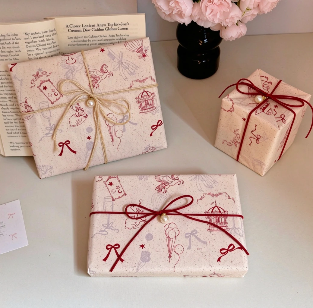 Carousel-print wrapping paper, packaging collection