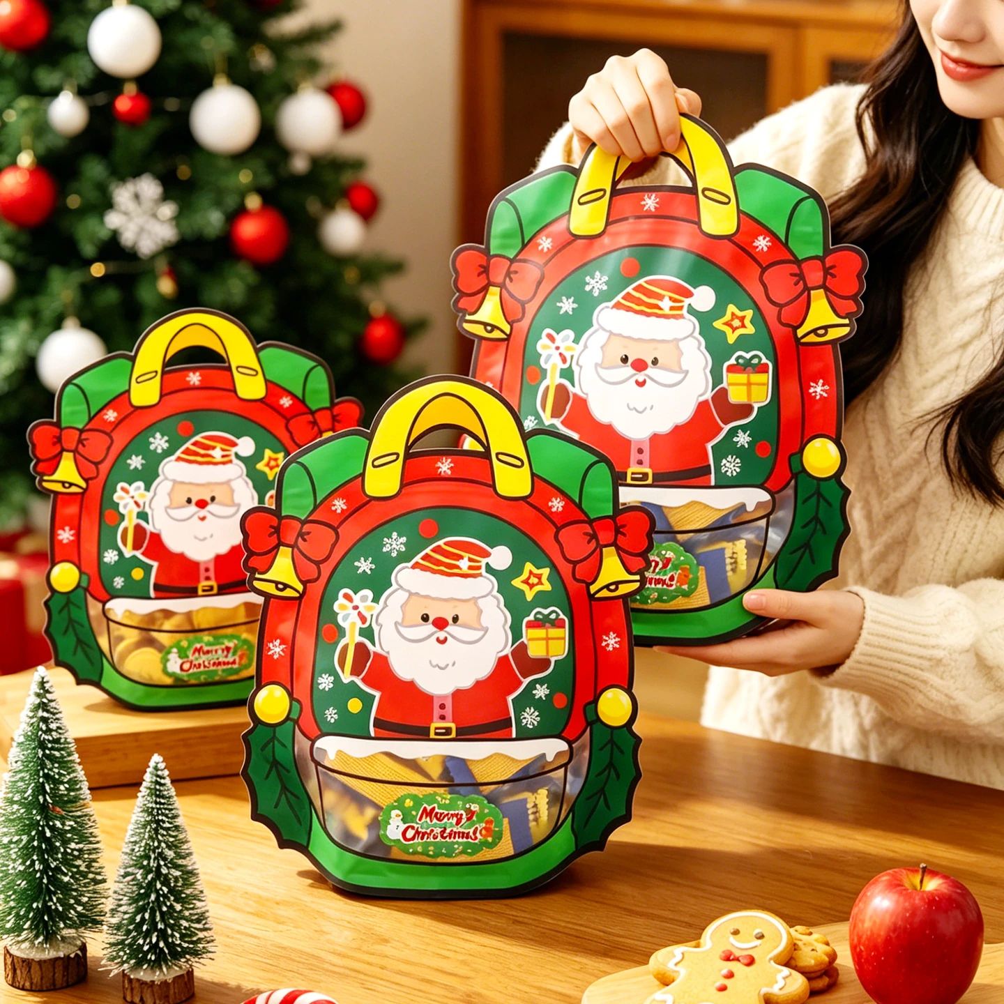 Christmas shaped handle pouches, packaging collection