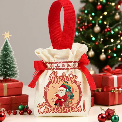 Christmas canvas gift bags, packaging detail