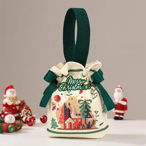 Christmas canvas gift bags, packaging detail