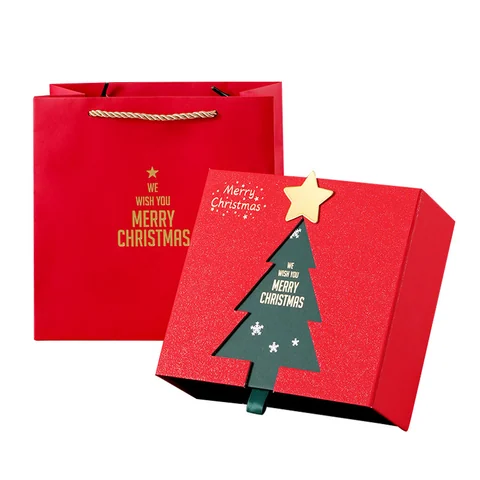 Christmas tree opening gift boxes, packaging detail